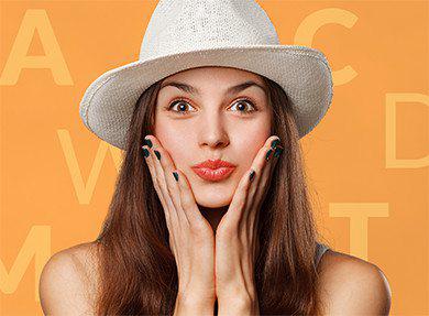 woman holding her face with a surprised look